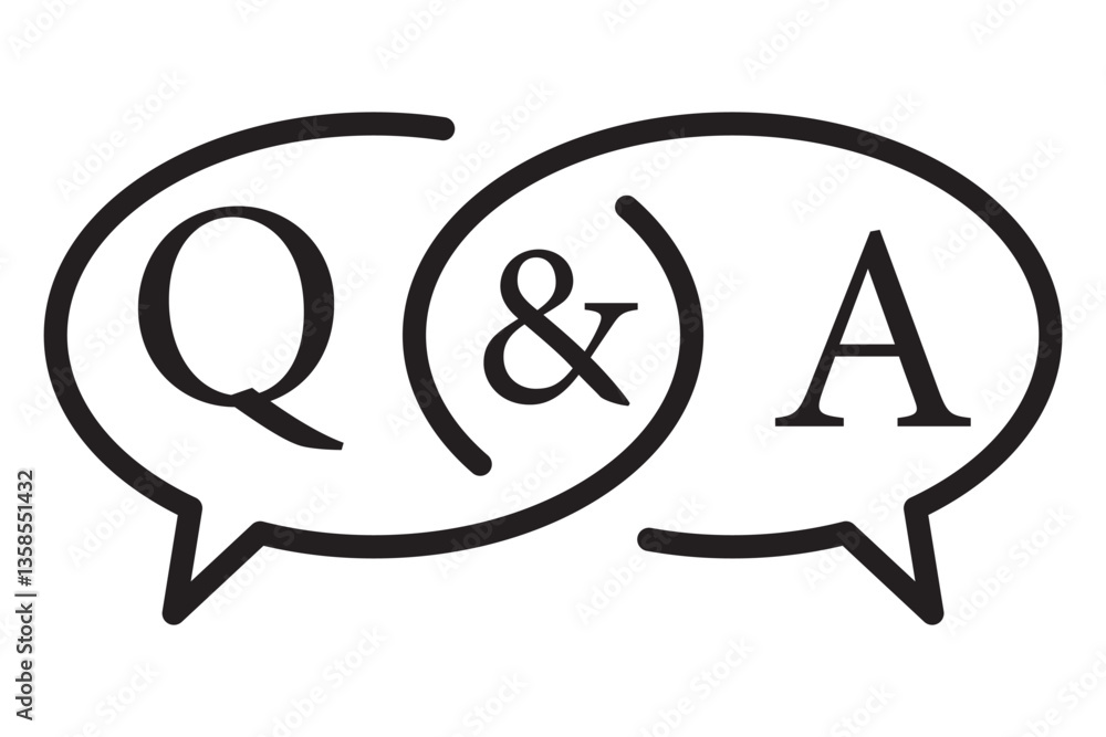Poster questions and answers or q&a speech bubbles line art icon for apps and websites