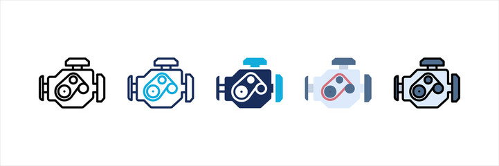 Car Engine Multi Style Icon Set
