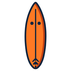 orange surfboard sport accessories flat color vector illustration template design