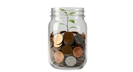 Jar of money plant economy green on transparent background png