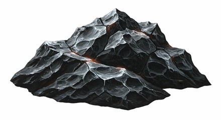 Dark Volcanic Rock Formation with Glowing Cracks