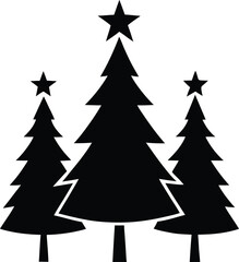 Christmas Trees Silhouette Vector Design – Festive Holiday Tree Clipart