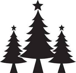 Christmas Trees Silhouette Vector Design – Festive Holiday Tree Clipart