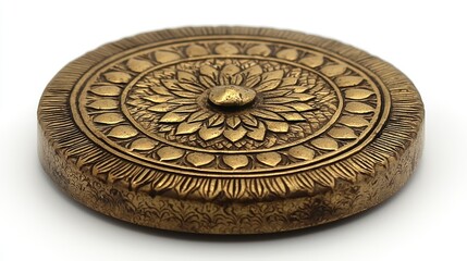 Obraz premium Intricate Brass Lid with Floral Design: A Decorative Brass Cover