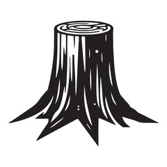 Rustic tree stump trunk isolated in forest plant vector illustration