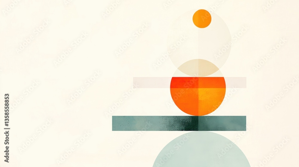 Poster abstract design image showcasing concepts of balance and equilibrium with minimalist geometrical sha