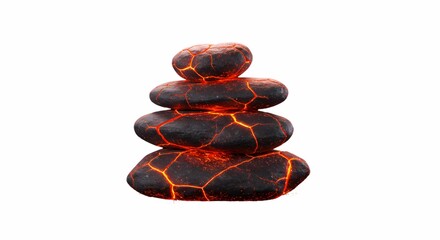 Glowing Lava Rocks Stacked Balance Zen Stones