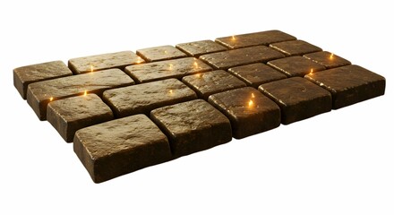 Glowing Stone Pathway Golden Cubes with Lights