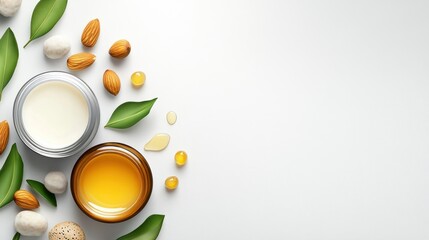 Natural Skincare Products:  Almond Cream and Oil, Botanical Ingredients, Beauty Treatment