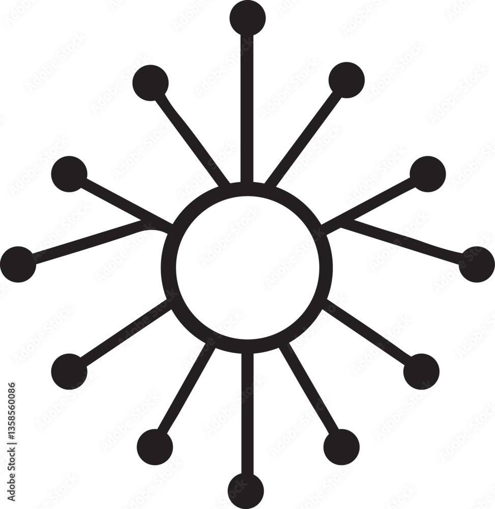 Poster abstract graphic design of a radiating complex network.