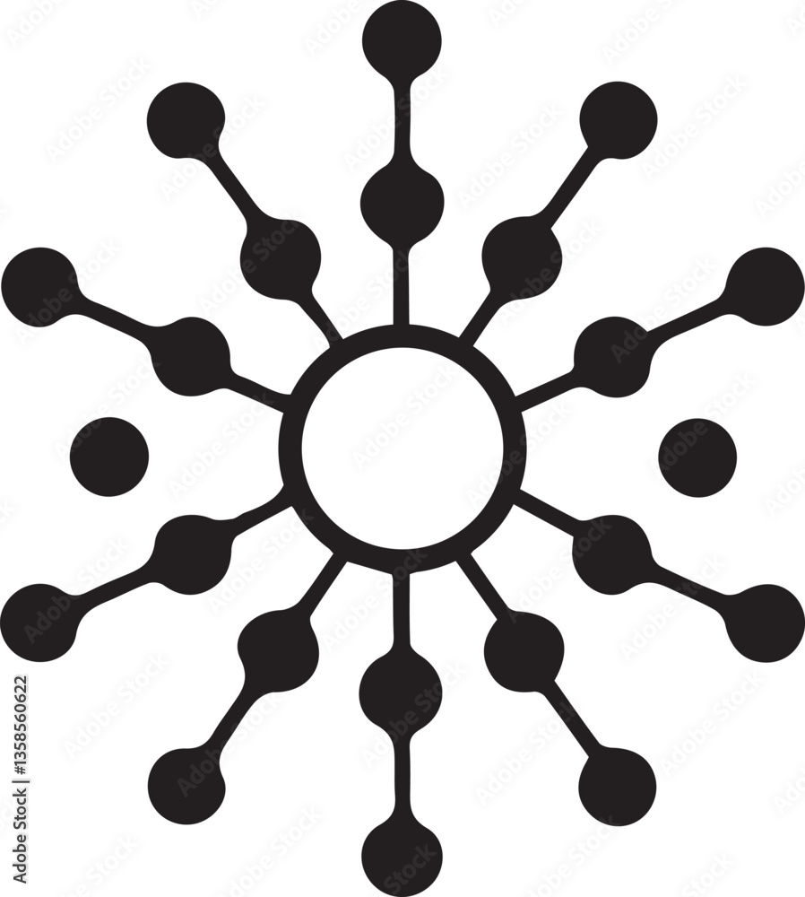 Poster abstract graphic design of a radiating complex network.