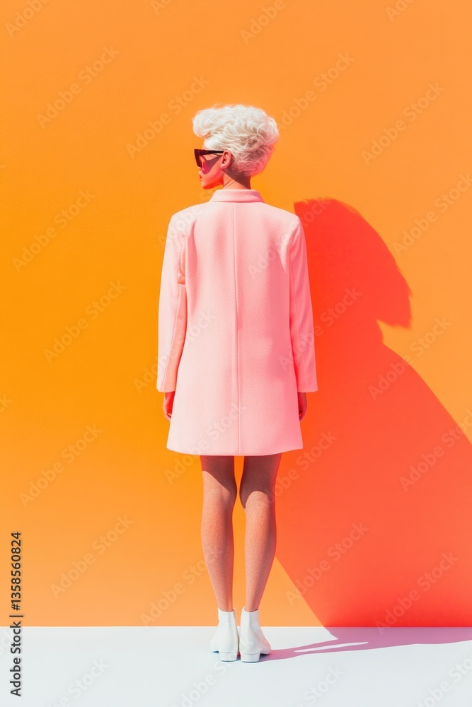 Poster capture essence of barbiecore with vibrant colorful background in studio light and ample copy space