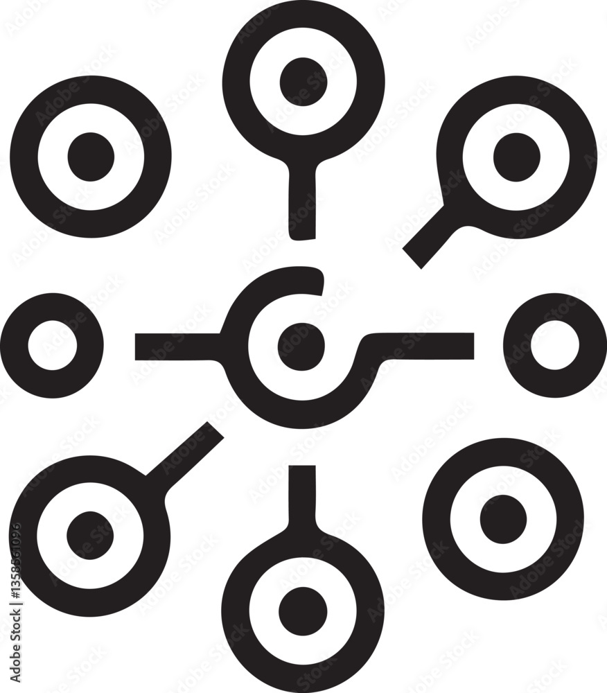 Poster abstract graphic design of a radiating complex network.