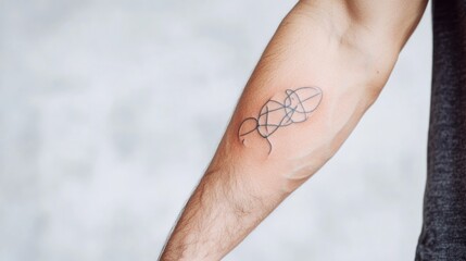 close-up image of intricately detailed tattoo on forearm minimalistic texture background