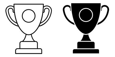 trophy cup editable stroke outline icon isolated on white background flat vector illustration, black outline, Pixel perfect