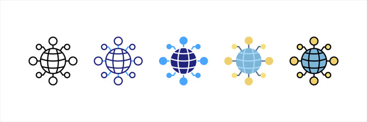 Digital Network Multi Style Icon Set