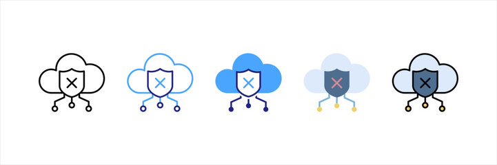 Cloud Block Multi Style Icon Set
