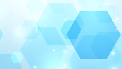 A clean, modern abstract background featuring overlapping translucent hexagons in shades of blue and white. A futuristic tech-inspired design for digital and corporate applications.