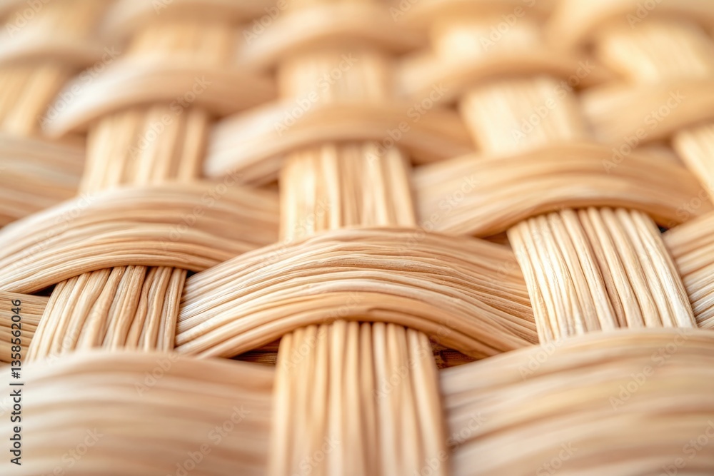 Aufkleber close-up of wicker furniture showcasing intricate weave patterns and natural textures in soft lighti