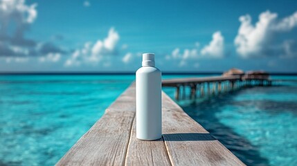Fototapeta premium Oceanfront Product Mockup: Summer Sun Care