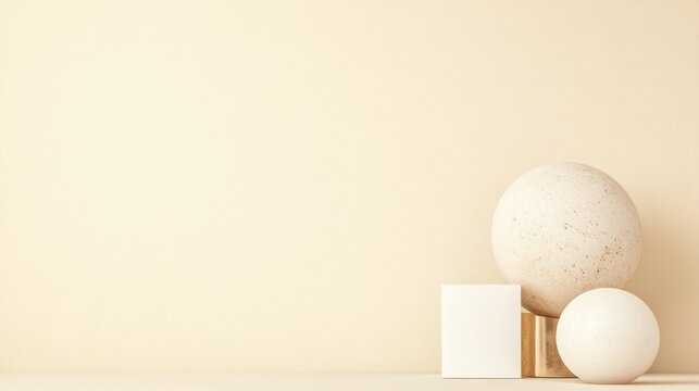 minimalistic 3d wedding decorations with white themes on neutral background showcasing elegant simplicity