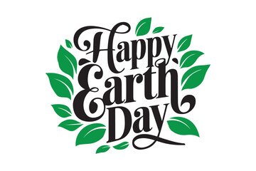 Earth day calligraphy silhouette