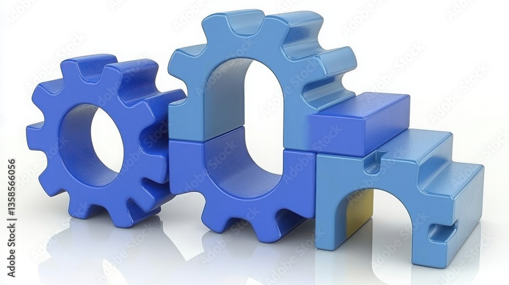 Poster bright blue toy on a white background representing cloud computing startups and playful technology c