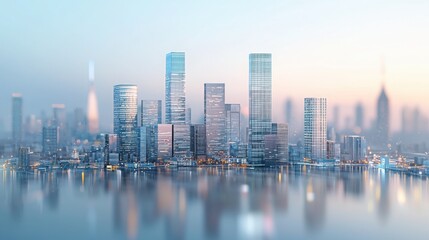 Fototapeta premium Dynamic cityscape featuring skyscrapers in background illustrating urban marketing strategies and business growth