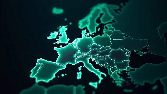 A global technology network illustration depicting the world map with binary code on a blue background - Powered by Adobe