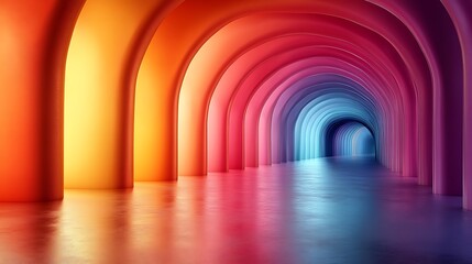 Modern rainbow arches illuminated with colorful lights high resolution picture