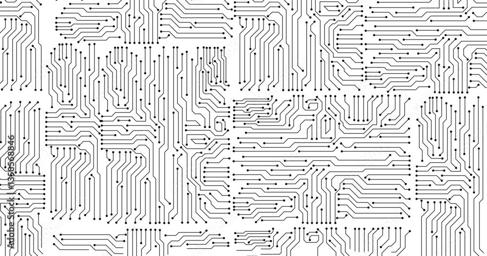 Aufkleber grey circuit line technology pattern on white background vector illustration.