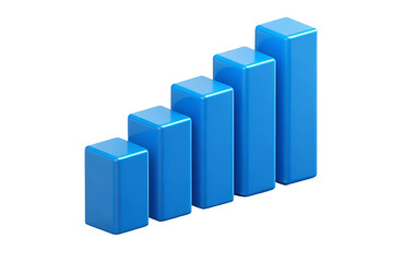 3D blue bar graph showing growth and progress.