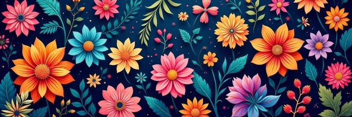 Intricate colorful flowery abstract wallpaper illustration, Artistic, Blossom