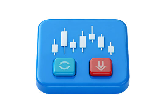 3D render of a blue app icon for stock trading.