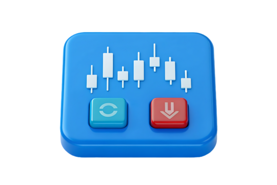 3D render of a blue app icon for stock trading.
