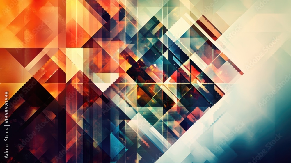 Poster abstract geometric design with vivid colors and dynamic shapes in a modern composition