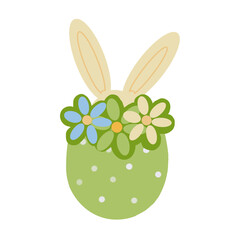 Easter illustration with egg and bunny ears