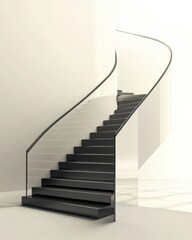 Elegant curved staircase design modern interior digital artwork minimalist style perspective view contemporary concept