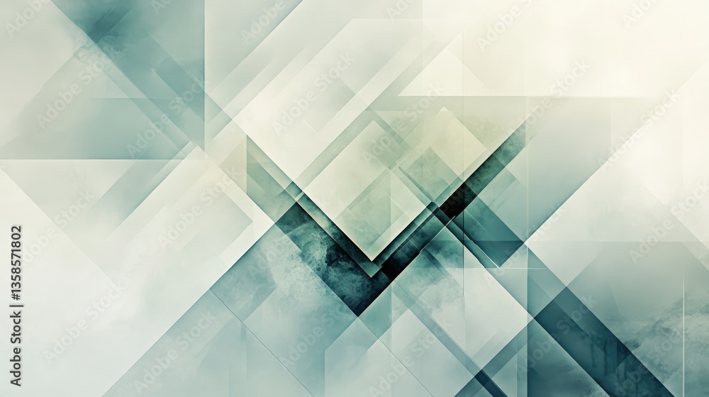Poster abstract geometric design with soft colors and layered shapes in light and dark tones