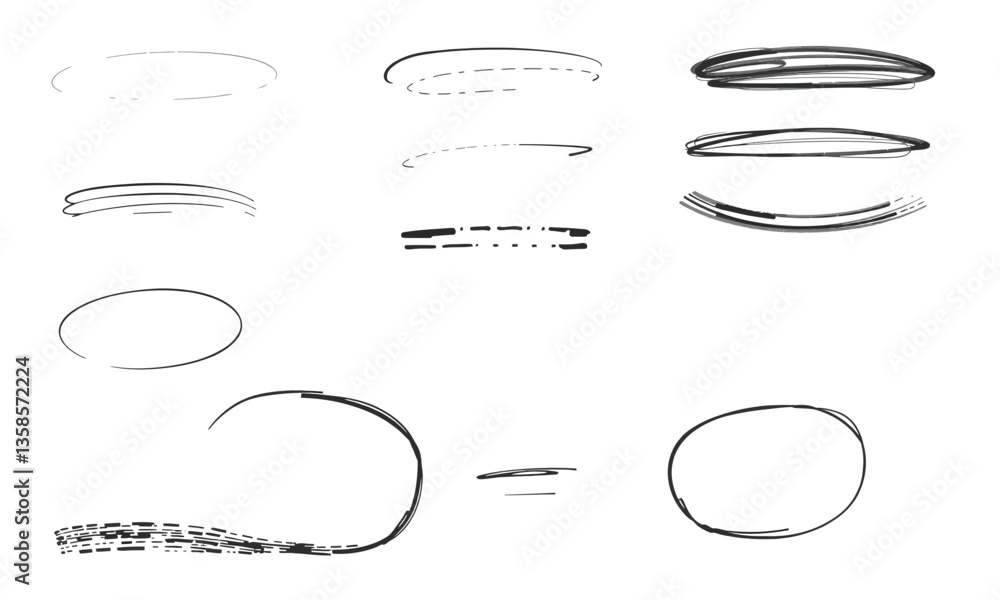 Poster hand drawn strokes in various styles and thicknesses, showcasing artistic lines and curves that can 