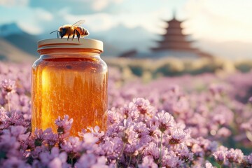 Honey harvesting bliss in a floral wonderland captivating nature gigapixel quality vibrant viewpoint