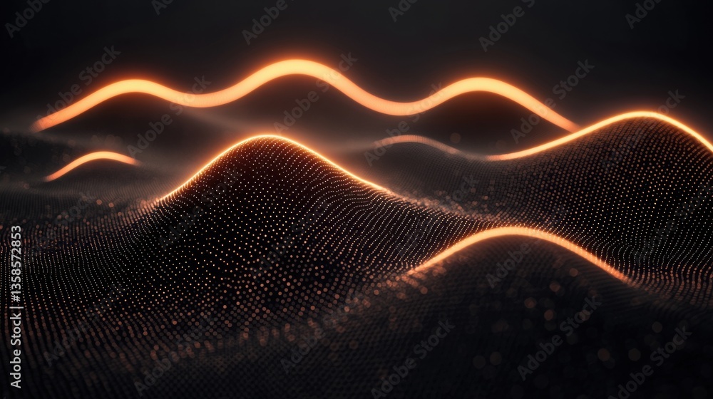 Poster wave of light representing the flow of information and energy in advanced neural networks and machin