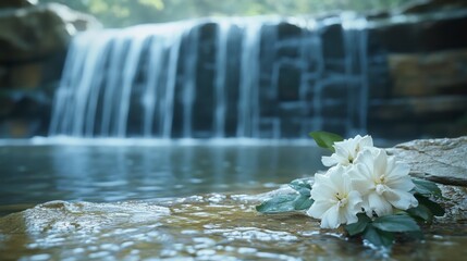 Majestic waterfall photography nature captivating landscape in a serene environment high-quality gigapixel view