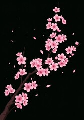 pink flowers, black background phone aesthetic wallpaper