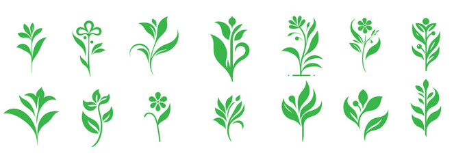 Seamless Floral Pattern with Green Leaves and Flowers Decorative Botanical background.