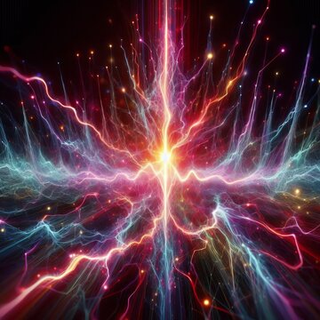 Spikes of light that expand and contract suggesting a living bea