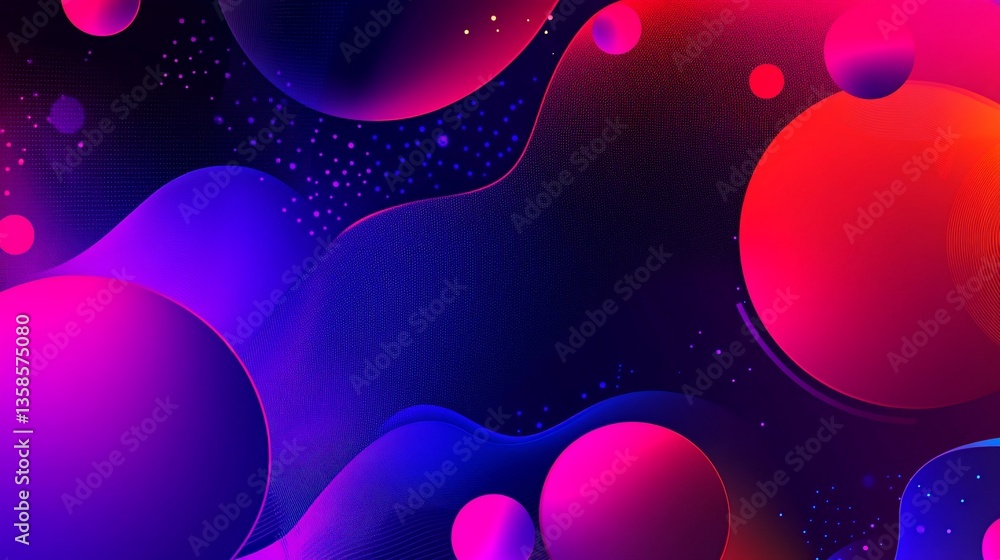 Poster abstract dark background with fluid shapes and glowing particles vibrant and modern 3d design