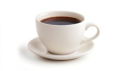 Front View of Blank White Coffee Cup Isolated on Clean White Background – Minimalist Mockup for Branding and Design