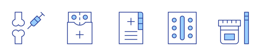 Obraz premium injection, medicine, medical report, medication, medical test. Medical Icon vector illustration. Line Duotone style. Editable stroke