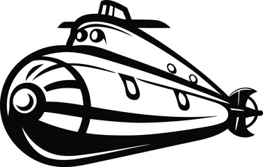 Submarine silhouette vector illustration, Submarine premium quality isolated line art vector design